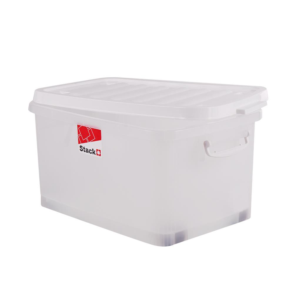 HomeBase STACKO Thùng nhựa đựng đồ đa năng có nắp đậy và khóa hai bên Thái Lan 42L W55xD39xH28 Cm Trắng trong