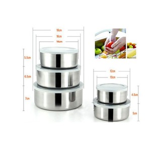 Bộ 5 Khay Inox Cao Cấp , Hộp Inox Đựng Thức Ăn Nhiều Kích Thước Có nắp Đậy Thực Phẩm Siêu Tiện Dụng