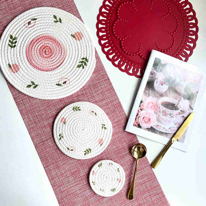 Miếng Lót Nồi Cách Nhiệt Bằng Dây Cotton Bện Hình Tròn Dễ Sử Dụng