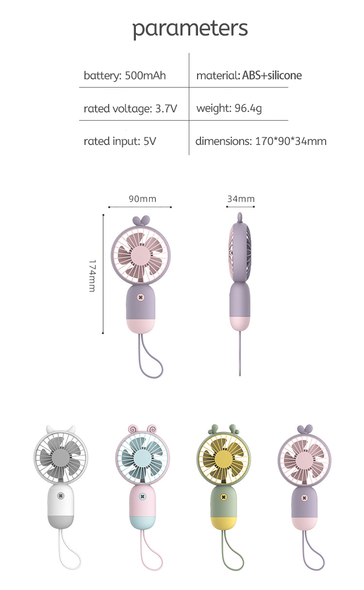 Quạt di động Quạt di động Quạt di động Quạt cầm tay Mẫu hình gấu 3 Điều chỉnh tốc độ Tích hợp pin sạc Quạt mini