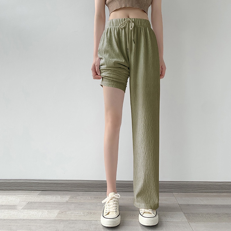 Quần thể thao IELGY dáng dài cạp cao ống rộng màu trơn thời trang cho nữ