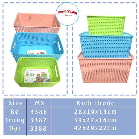 Giỏ nhựa có nắp Hàn Quốc 3 size Việt Nhật, giỏ đựng đồ đa năng tiết kiệm không gian  - Buôn rẻ 01256