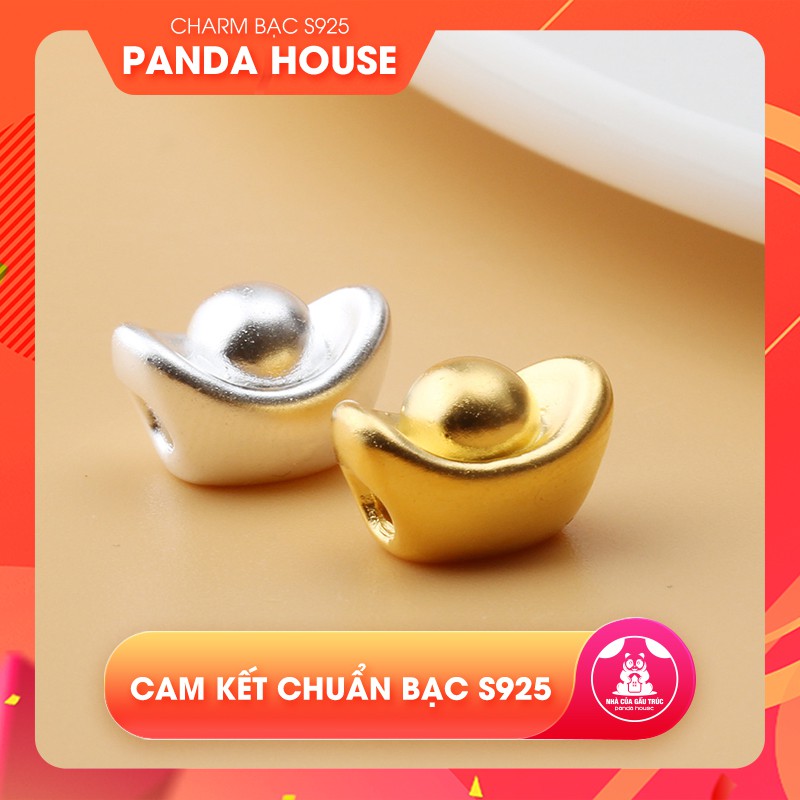 Charm bạc s925 hình nén vàng (charm xỏ ngang) size 12mm - Panda House
