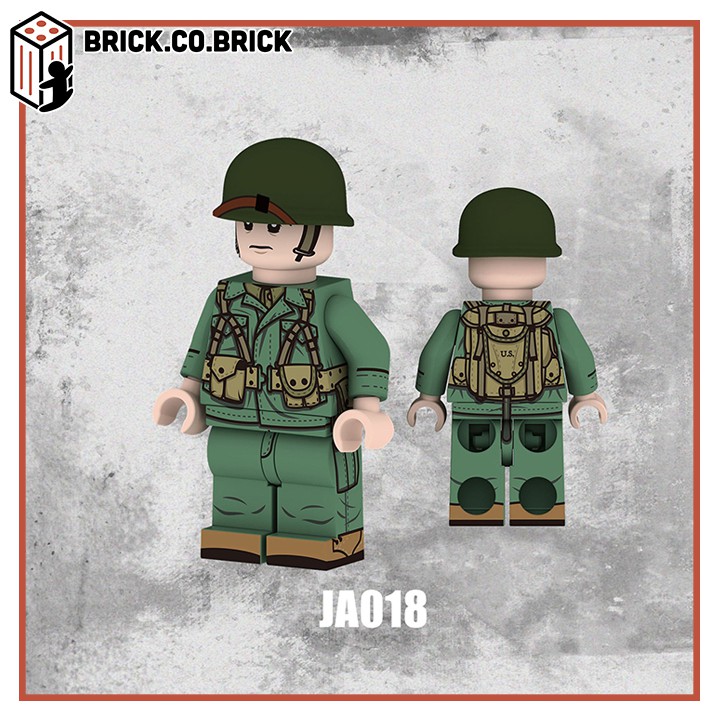 Lính Mỹ &amp; Lính Trung Quốc Mô Hình Đồ Chơi Lắp Ráp Non LEGO Lính Quân Đội Thế Chiến Minifigure Soldier WWII JA015 JC016