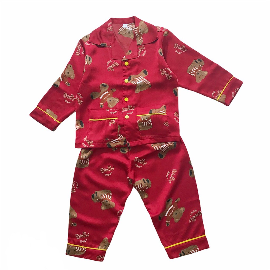Bộ ngủ Pijama dài cho bé vải Satin Lụa mềm đẹp thoáng mát size bé 1-5 tuổi 10-20kg nhiều mẫu