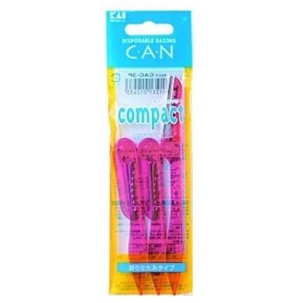 Bộ 3 Cây Dao Cạo Lông Mày, Lông Mặt Kai Compact Nhật Bản Gấp Gọn Thân Nhựa