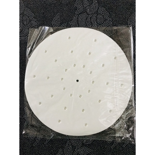 100 tờ Giấy nến đục lỗ Giấy nến tròn lót xửng hấp, nồi chiên không dầu, hấp bánh bao 23 cm