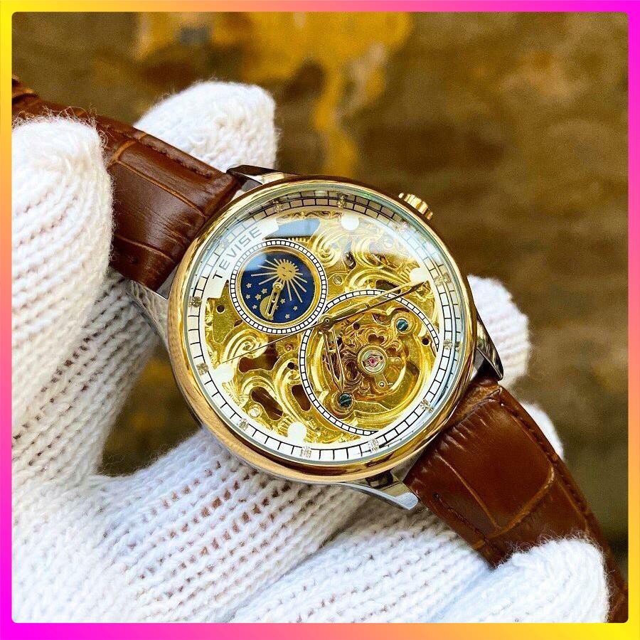 Đồng hồ cơ nam Tevise cơ lộ máy  thân máy là từ thép không gỉ bên bỉ với thời gian [ Đồng Hồ Cơ ]