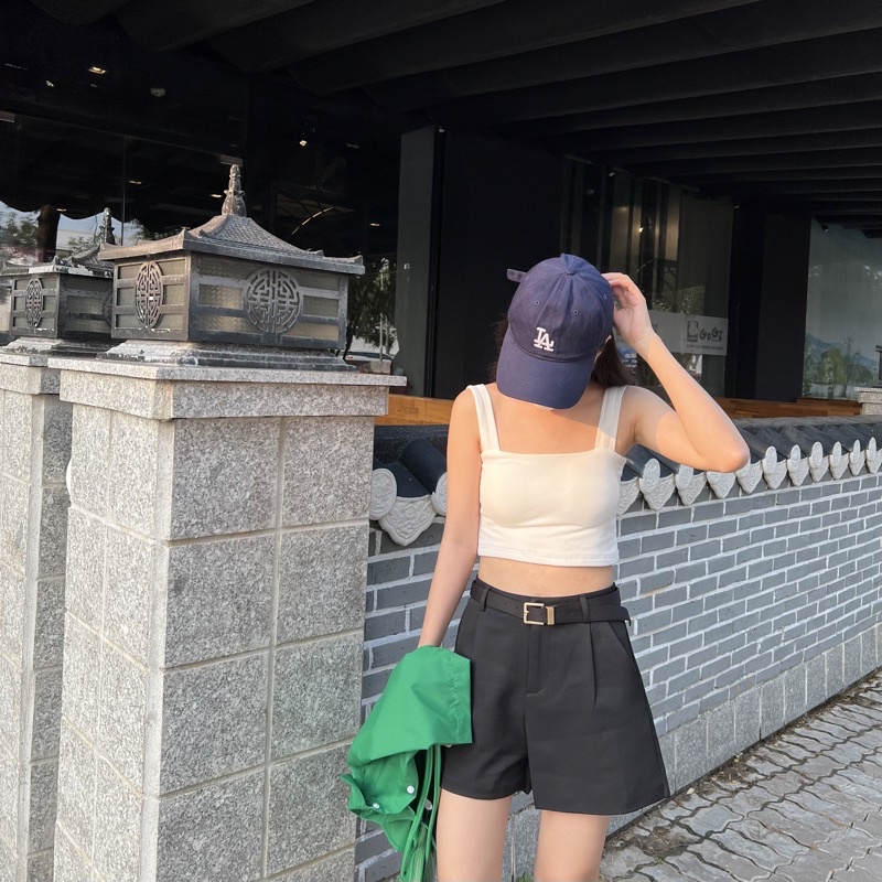 Áo Hai Dây Bản To Mút Ngực Dáng Croptop
