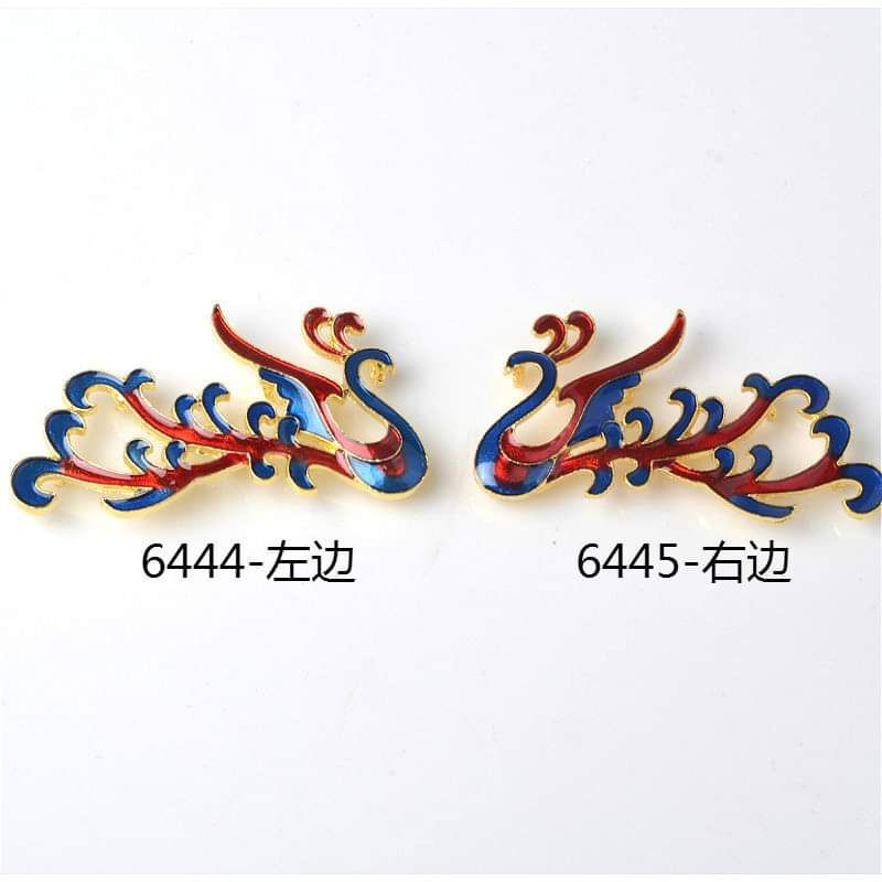 (1 cái)Phiến đúc kim loại hình Phượng Hoàng sơn tráng men cao cấp 35×55mm, Nguyên liệu làm trang sức cổ trang