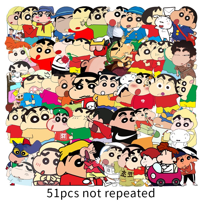 Combo 30 Sticker Chống Nước Decal Dán Điện Thoại Laptop Mũ Bảo Hiểm Vali Guitar Bình Nước [Shin Cậu Bé Bút Chì]