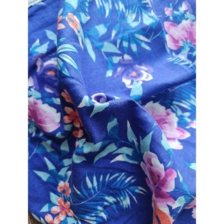 Vải linen bột Hoa và Xanh Cobalt