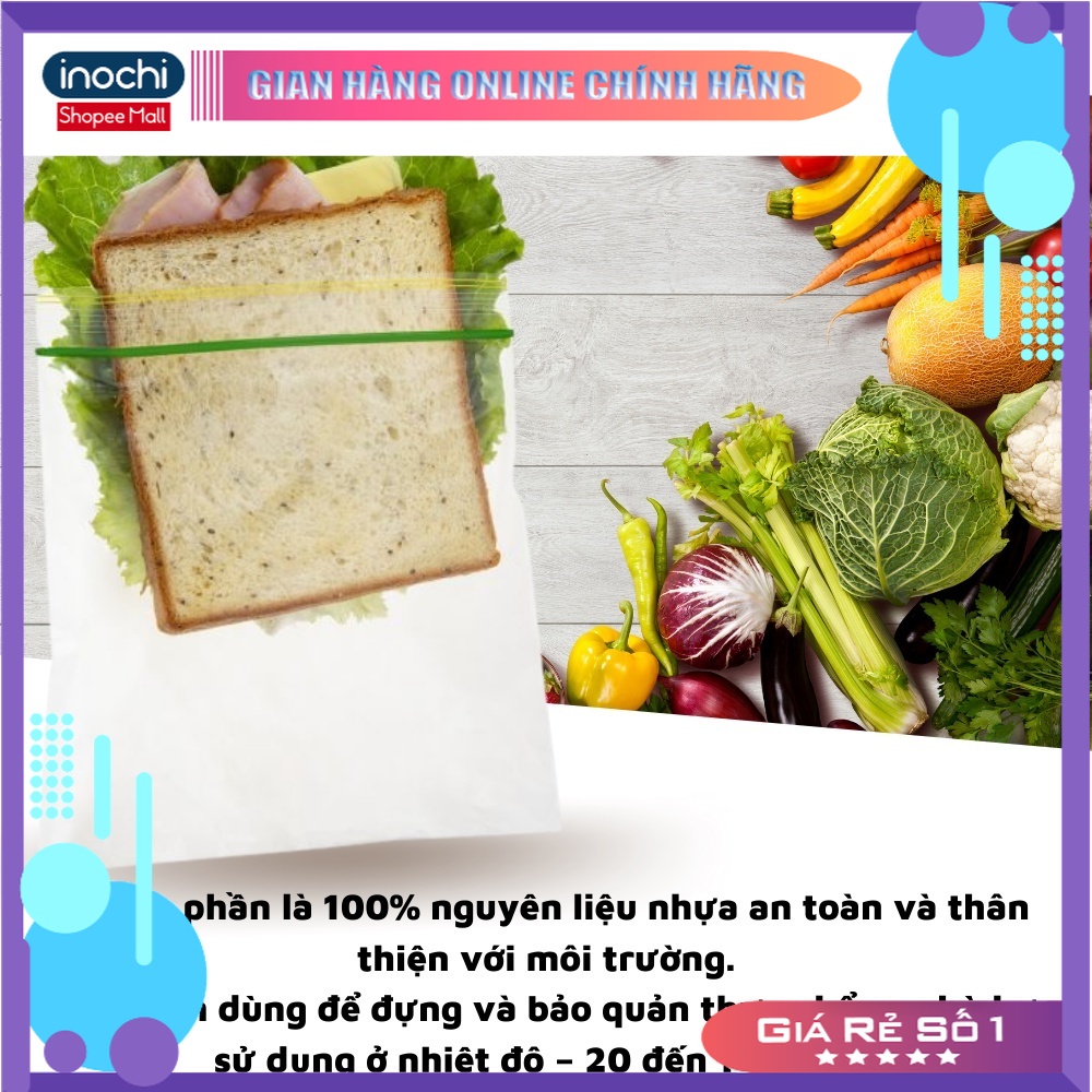 [bộ sưu tập] Túi zip đựng thực phẩm tái sử dụng nhật bản đa năng khóa kéo Shinshen 1L 3L zipper Inochi (1 hộp 20 túi)