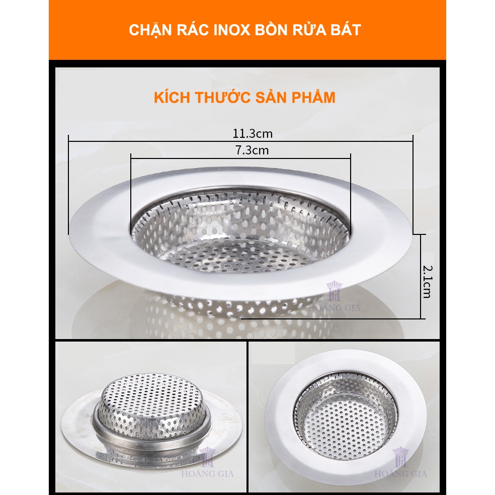 Lọc Rác Inox Bồn Rửa Chén Chặn Rác Inox Chậu Rửa Bát Đúc Nguyên Khối Bền Đẹp Size L 11,3cm - HAODEX  [Hàng cao cấp]