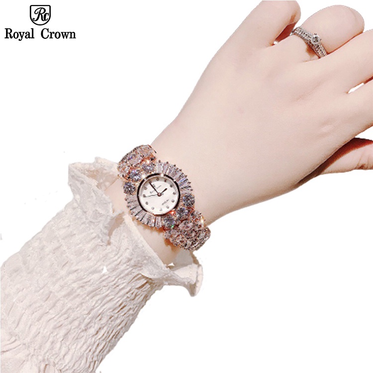 Đồng Hồ Nữ Chính Hãng Royal Crown 5396 Dây Kim Loại Đính Đá Chống Nước Chống Xước | BigBuy360 - bigbuy360.vn