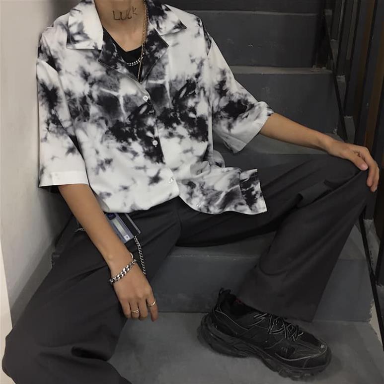 (Nhiều màu) ÁO SƠ MI TIE-DYE MÀU LOANG DARK STORM ULZZANG - ÁO SƠ MI LOANG 4 MÀU OVERSIZE FORM RỘNG Đẹp