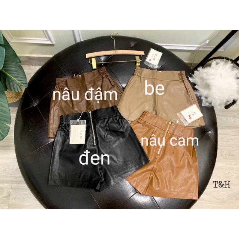 Quần sooc da khóa sau chun cạnh hàng QCL1