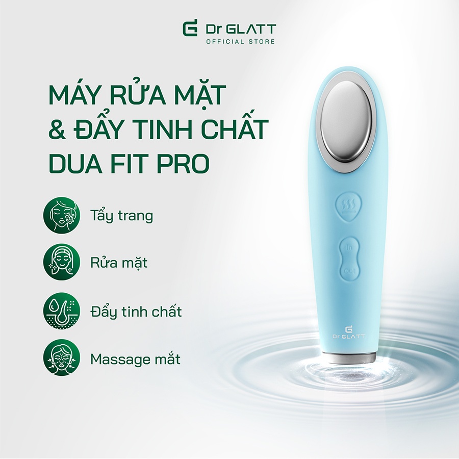 Máy rửa mặt và đẩy tinh chất Dr Glatt DUA FIT PRO - Xanh - Hồng - Hàng Chính Hãng
