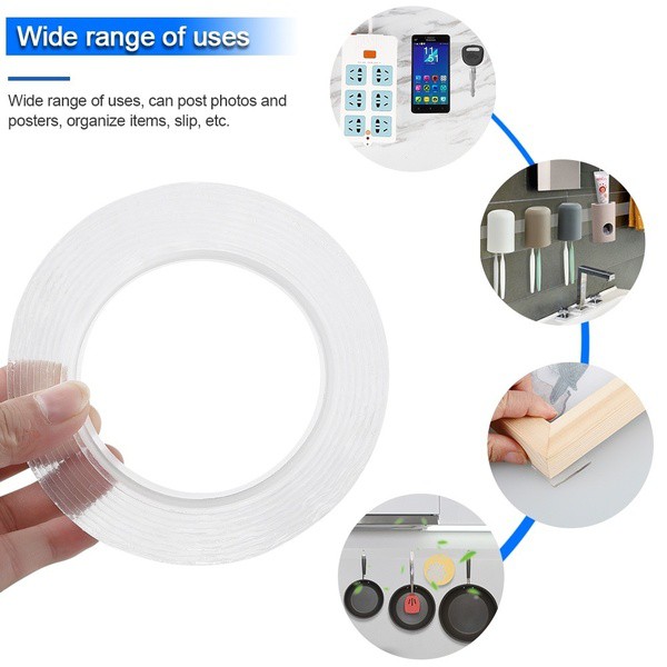 1/3 / 5M Multifunctional Double-sided Adhesive Nano Tape Non-marking Indoor and Outdoor Gel Grab Sticker