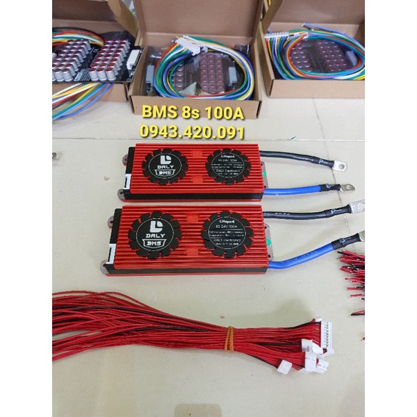 Mạch BMS Daly bảo vệ sạc, xả pin hệ 12v, 24v, 48v dòng 100A
