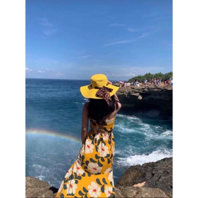 Váy 2 dây maxi hoa vàng thướt tha | BigBuy360 - bigbuy360.vn