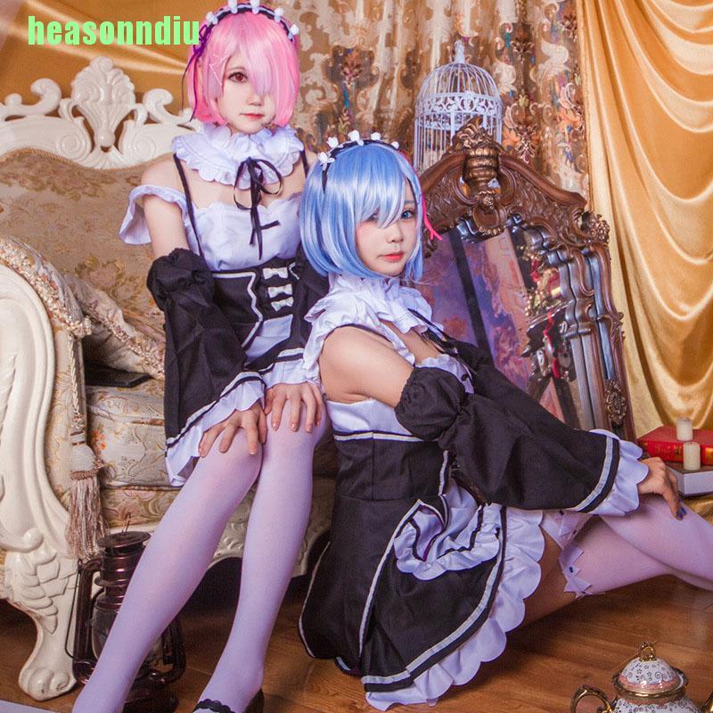 Set Trang Phục Cosplay Nhân Vật Ram / Rem Cao Cấp Cho Nữ