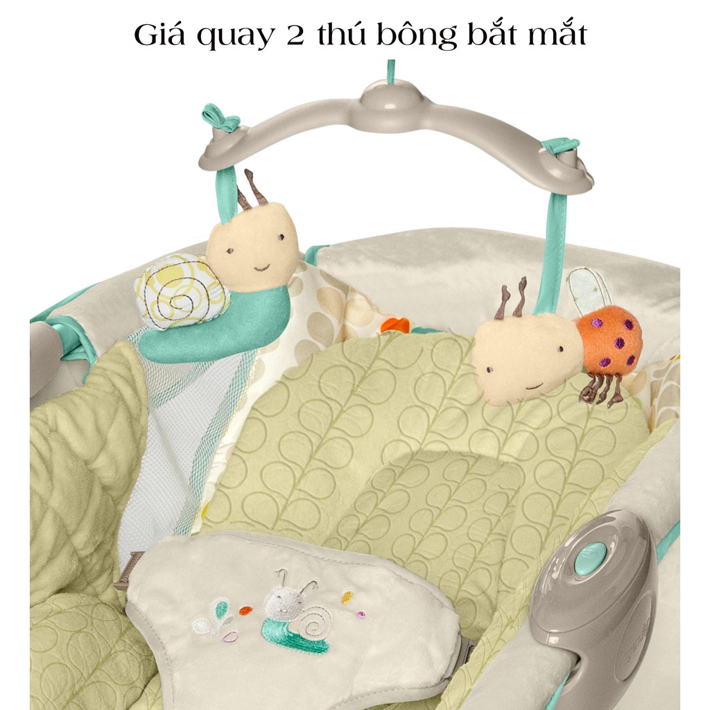 Nôi rung bập bênh cho bé Ingenuity Moonlight Rocking Sleeper có nhạc, ánh trăng và bầu trời sao kèm bộ rung mát xa