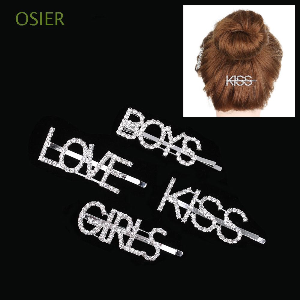 Kẹp tóc họa tiết chữ đính kim cương giả thời trang cho nữ