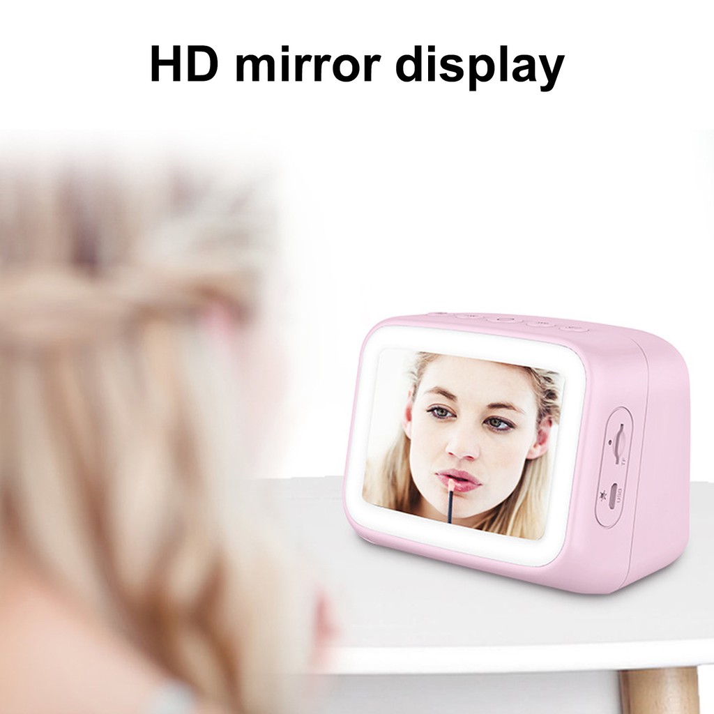 [PST]BT511 Wireless Bluetooth 5.0 Speaker Music Player Alarm Clock Makeup Mirror