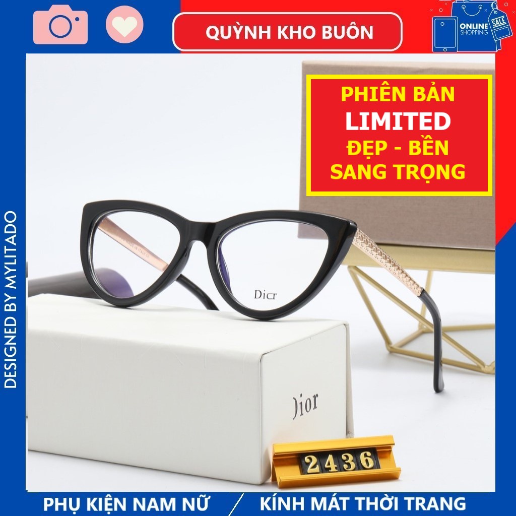 Gọng kính mắt mèo nữ Hàng Hiệu MẮT VIỆT , chất liệu chân cốt kim loại Bền - Đẹp - Thời Trang 2436