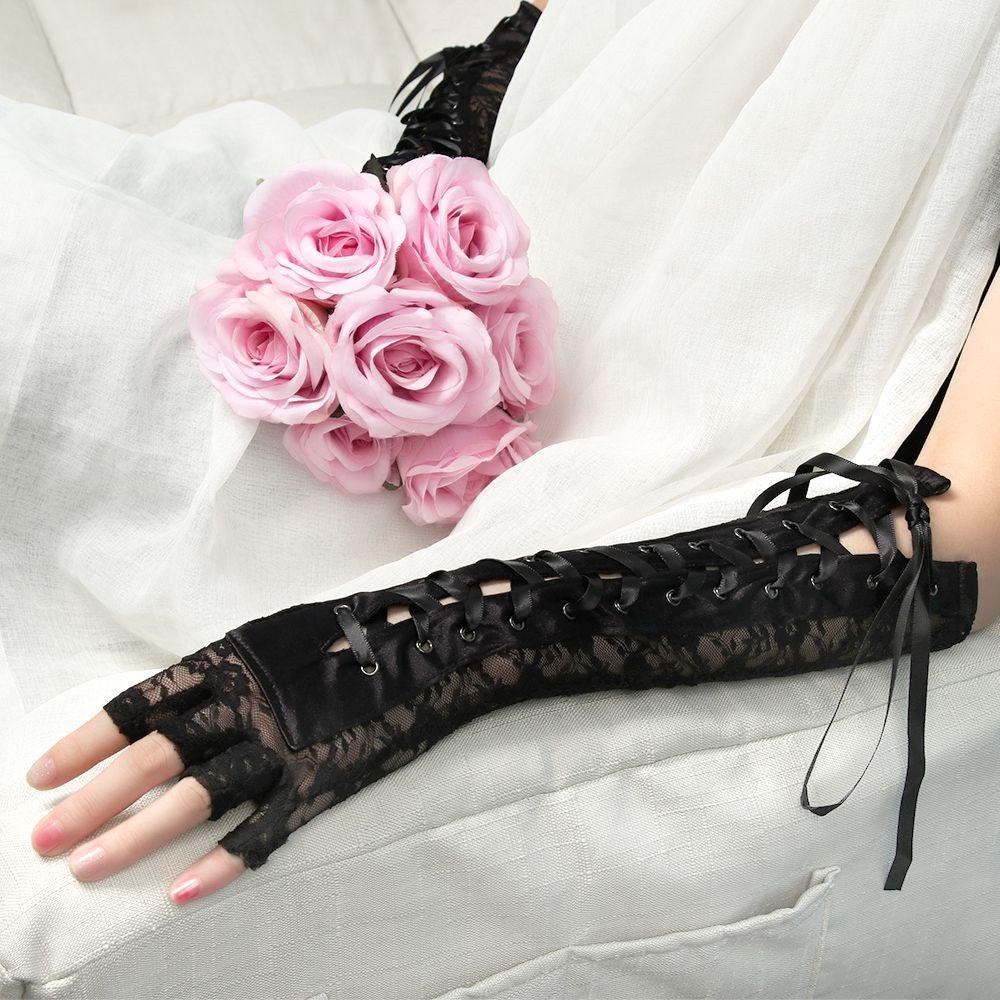 1 Đôi Găng Tay Ren Hở Ngón Thời Trang Cho Nữ