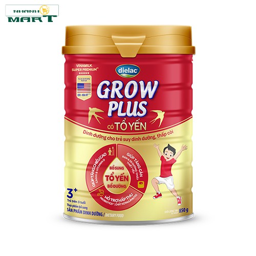 Sữa Bột Dielac Grow Plus Có Tổ Yến 850G (Cho Trẻ Trên 3 Tuổi) - Nhanhomart