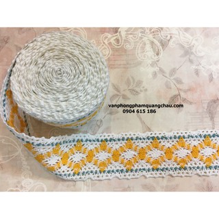 RUY BĂNG REN HỌA TIẾT VÀNG BẢN 4,5CM X 1M
