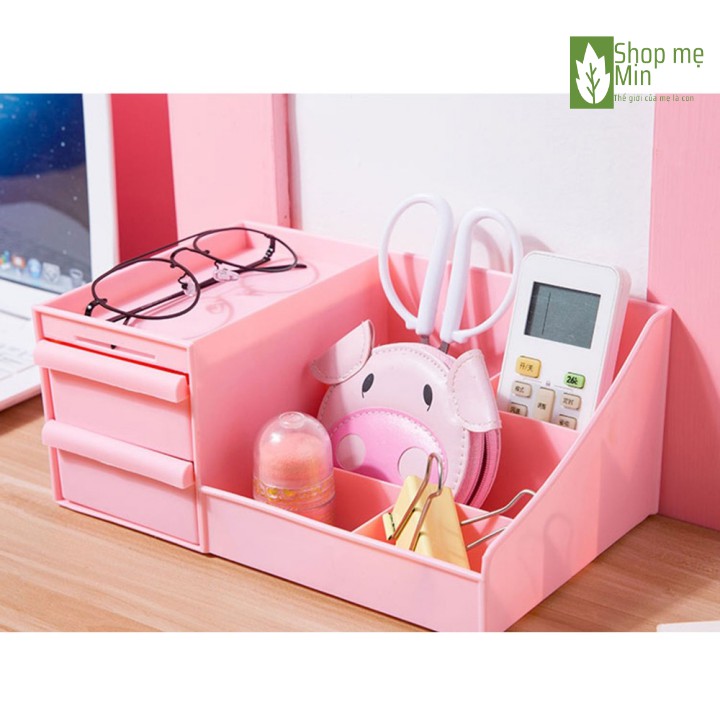 Kệ đựng đồ trang điểm 3 tầng mini, Kệ đựng mỹ phẩm đa năng bằng nhựa 3 tầng nhiều ô tiện ích -MIN43