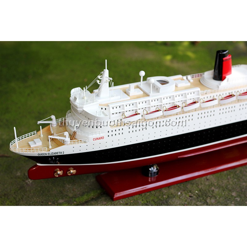 Mô hình du thuyền Queen Elizabeth 80cm gỗ tự nhiên, tàu du lịch chở khách trên biển, quà tặng cao cấp