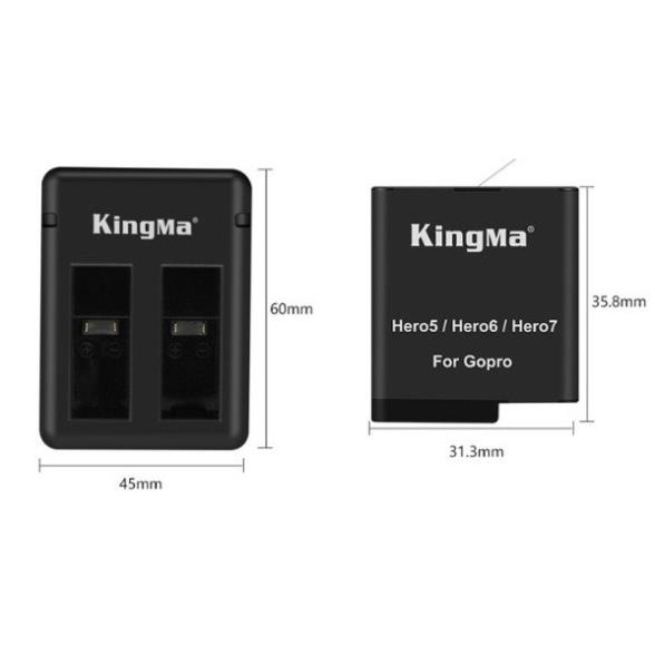 Combo 2 pin 1 sạc đôi Kingma cho Gopro Hero 5 6 7 8