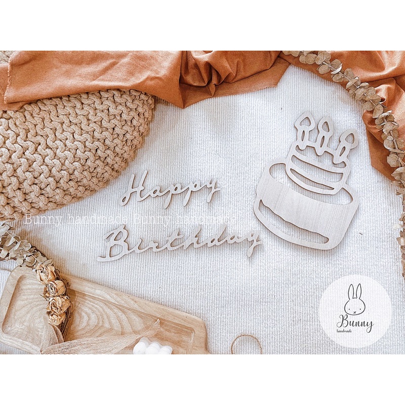 Set chữ HPBD và bánh sinh nhật gỗ