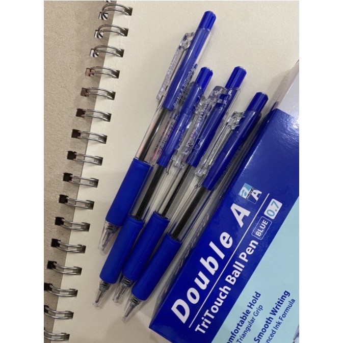 Hộp 12 cây bút bi Double A Tritouch - Thái Lan 0,7mm - Màu xanh