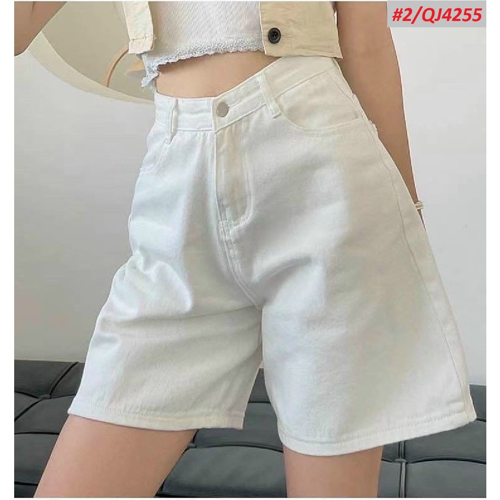 Quần Ngố Jeans Trắng Lưng Cao Bigsize Vải VNXK QJ4255