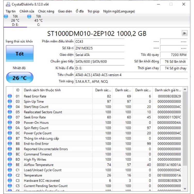 Ổ cứng HDD Seagate 1TB 3.5 inch 7200RPM, SATA3 6GB/s, 64MB Cache - (ST1000DM010)