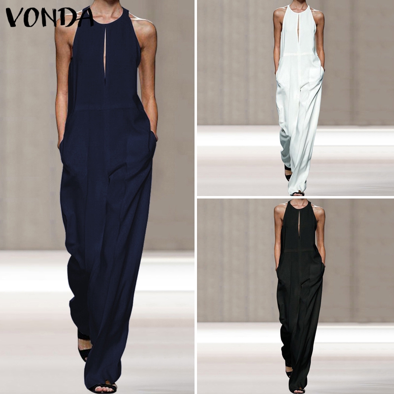 Bộ Áo Liền Quầnvonda Không Tay Dáng Rộng Màu Trơn Thời Trang Mùa Hè Cho Phụ Nữ | BigBuy360 - bigbuy360.vn