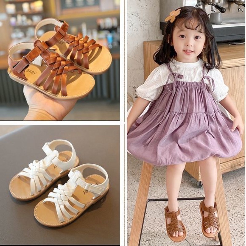 Dép sandal cho bé gái MG Baby dây đan chéo xinh xắn phong cách Hàn Quốc từ 1-5 tuổi