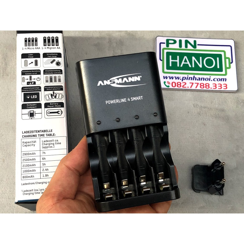 Bộ sạc 4 pin tiểu pin đũa ANSMANN POWERLINE 4 Smart AN1015 1001-0049