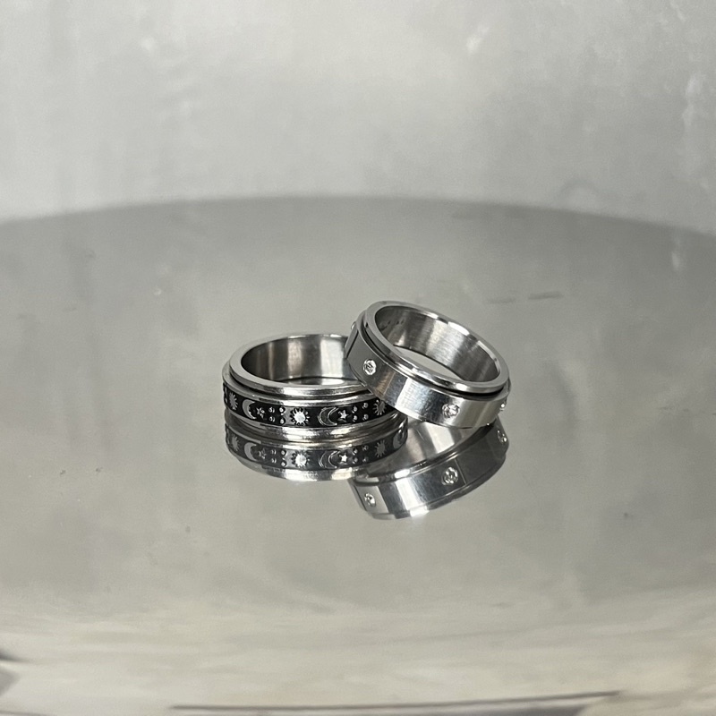 Nhẫn xoay couple cặp đôi đính đá và kí tự dễ thương