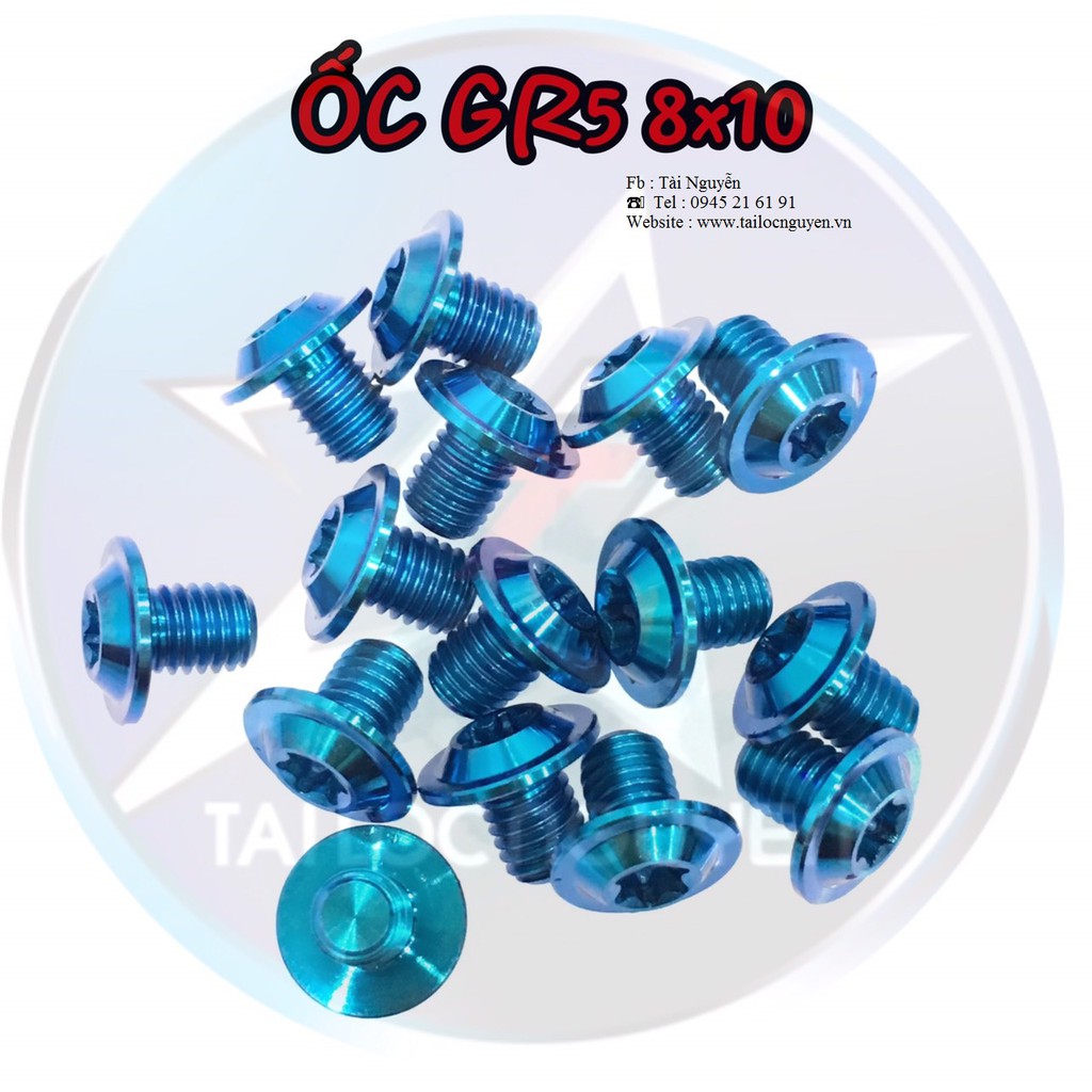 ỐC GR5 8X10 XANH NGỌC - TÍM TIANIUM