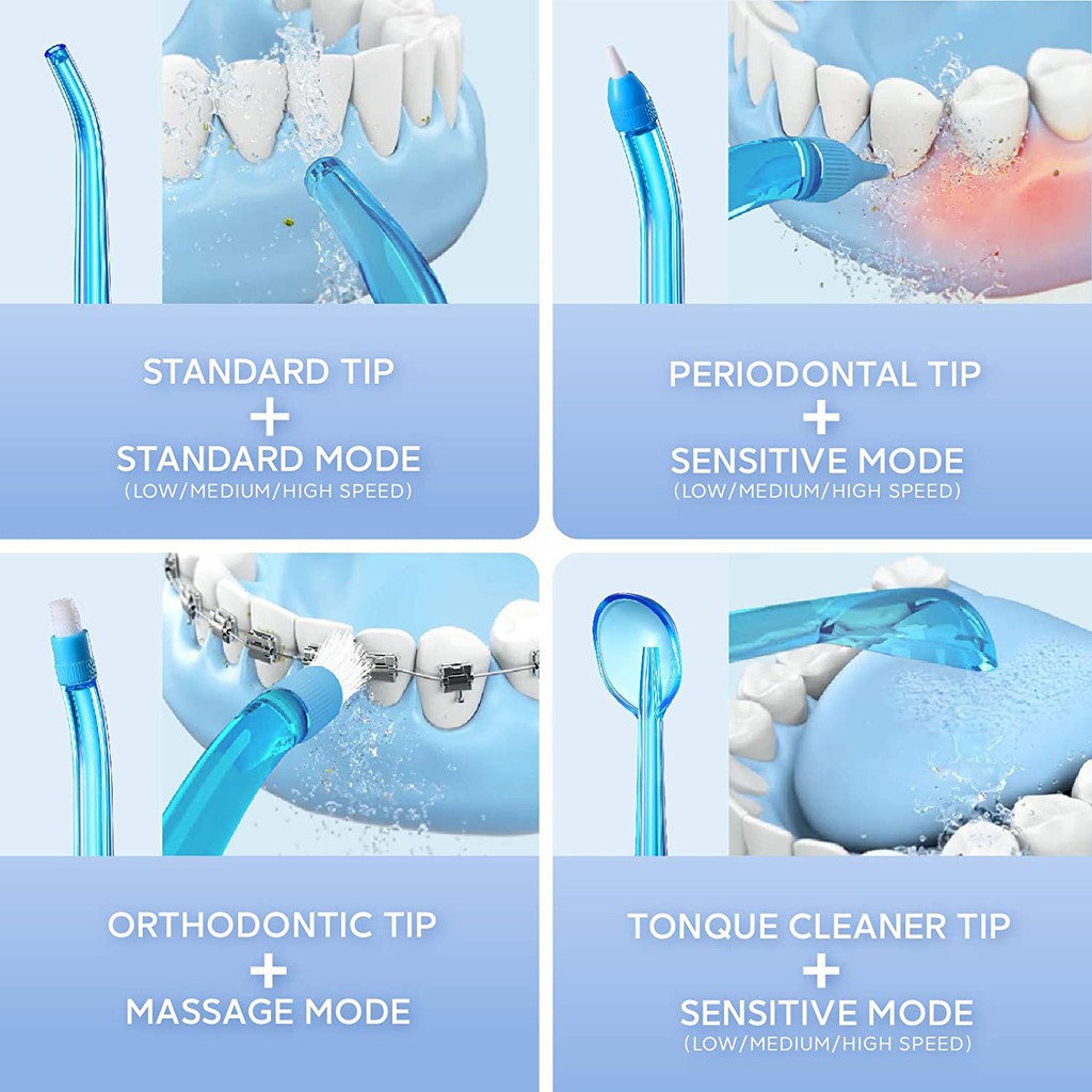 Tăm nước Soocas W3 Pro công suất mạnh mẽ 4 vòi xịt vệ sinh răng miệng thuận tiện đi du lịch