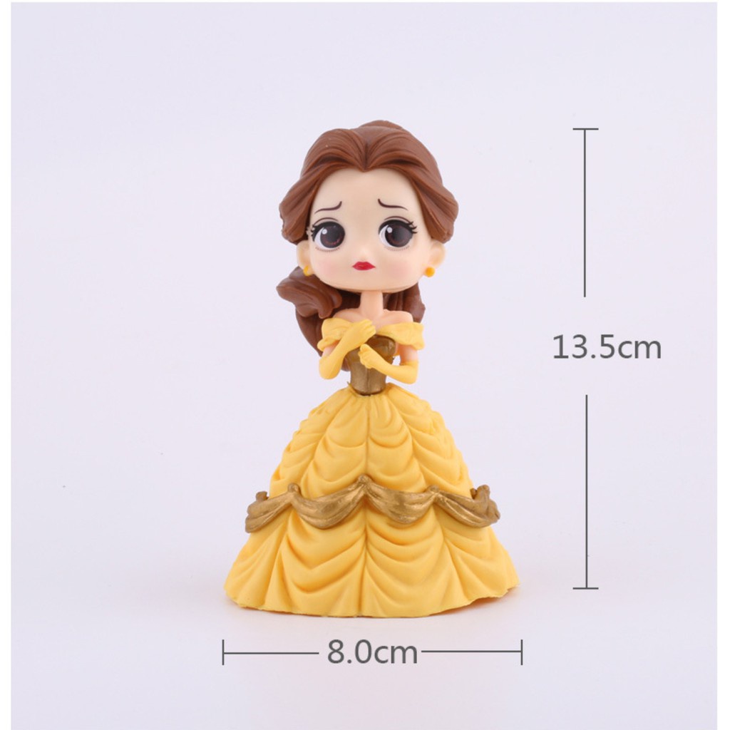 Búp bê Công Chúa Belle nhựa Plastic nhẹ trang trí bánh kem, phụ kiện bánh sinh nhật, đồ chơi cho bé