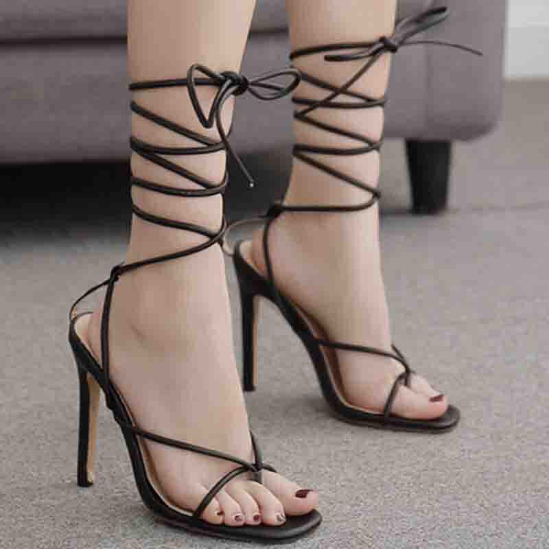 [Mã FAMARAL1 giảm 10K đơn 50K] Giày/guốc sandal cao gót chiến binh đan dây cao gót 9cm [m35], Giày dép LUZI