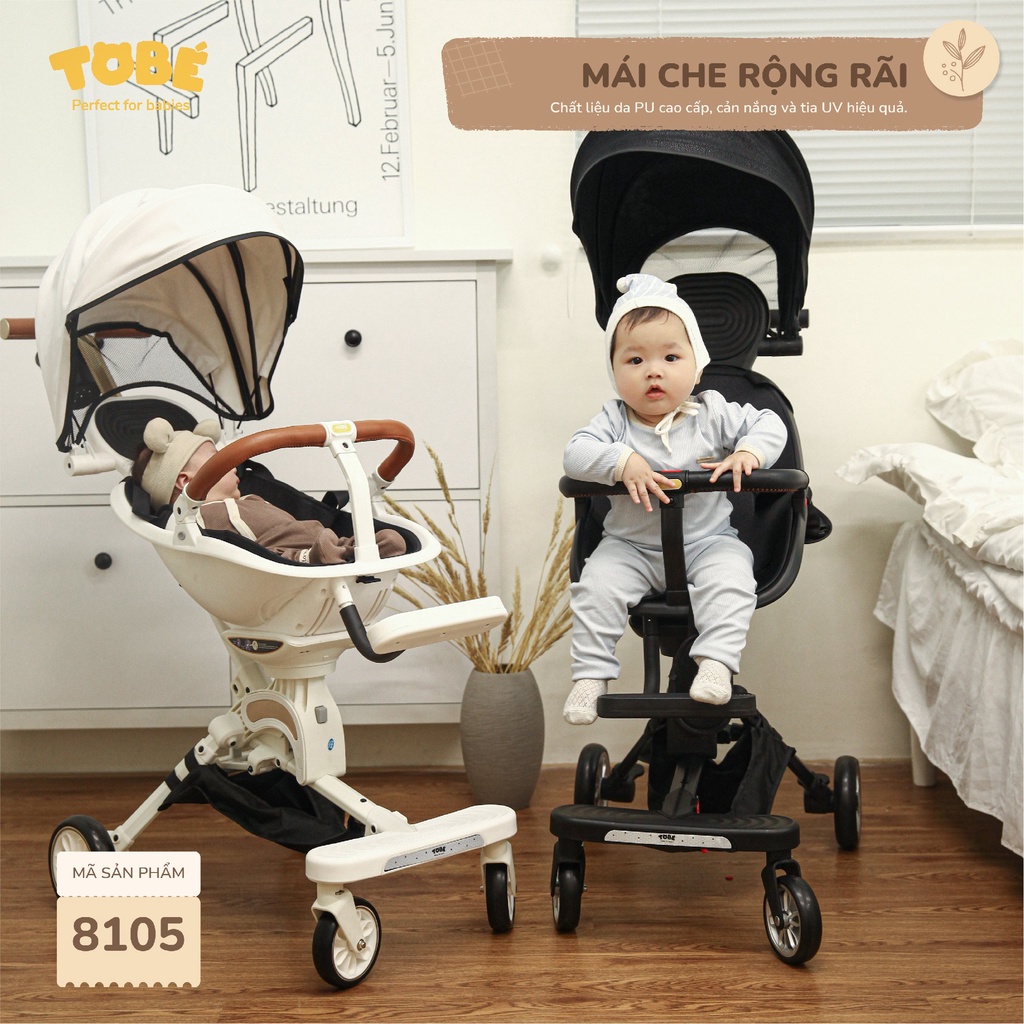 Xe Đẩy Gấp Gọn Rico Tobé Đảo Chiều Có Mái Che, Ghế Ngồi Có Chế Độ Ngả Lưng Cho Bé Từ 6 Tháng Tuổi