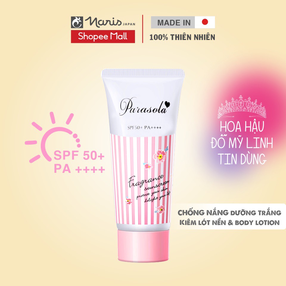 Gel chống nắng phù hợp mọi loại da bảo vệ khỏi tia UVA-UVB, thẩm thấu nhanh Naris Parasola UV SPF50+/PA++++ 90g